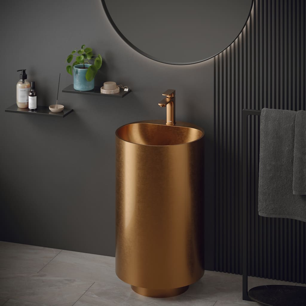 Karran Cinox Stainless Steel Round Pedestal Sink