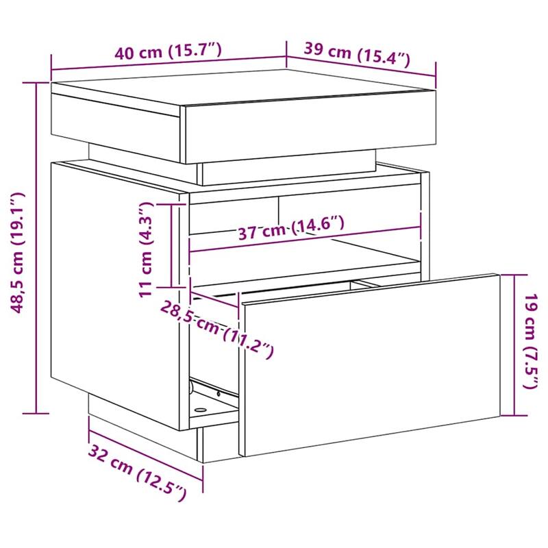 vidaXL Bedside Cabinet Engineered wood Compact Bedside Cabinet