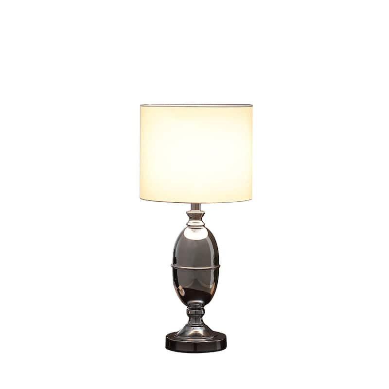 Silver Metal Urn Table Lamp with White Drum Shade and 56 inches Cord - 11.75” x 11.75” x 25” (D x W x H)