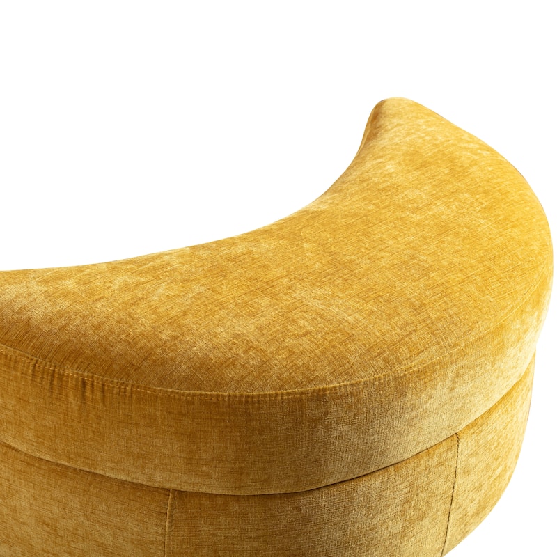 32.7" W Upholstered Half Moon Storage Ottoman Footrest Footstool