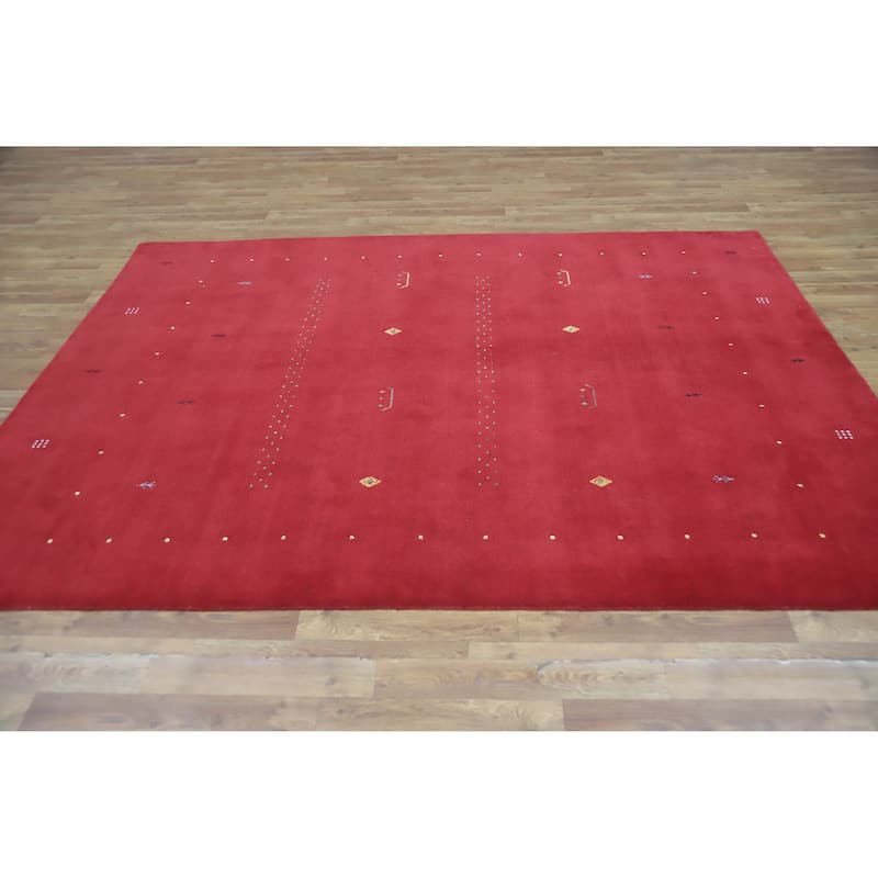 Hand Knotted Oriental 100% Wool Carpet Tribal Tribal Red Gabbeh Area Rug - 7' 11'' X 5' 9''