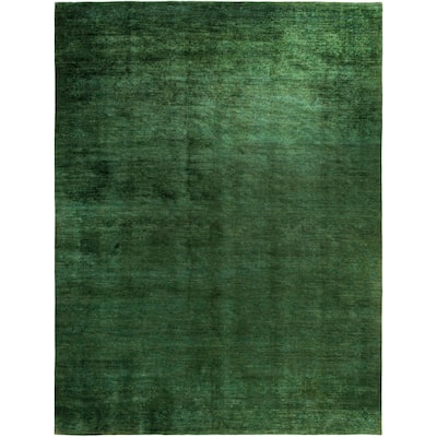 Overdyed One-of-a-Kind Hand-Knotted Area Rug - Green - 12' 1" x 15' 8"