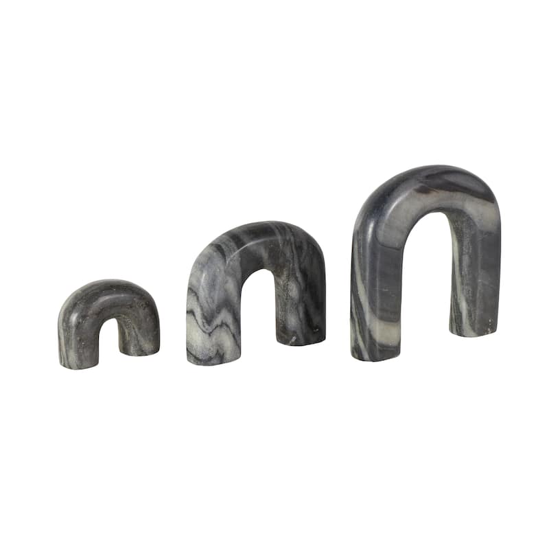 Marble Abstract Arched Sculpture with Varying Sizes - Set of 3 White or Black - Roche River Decor