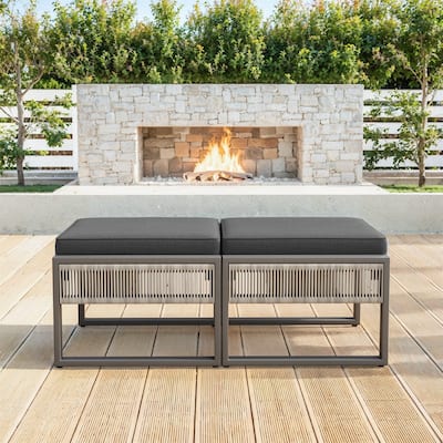 2 Piece All Weather Outdoor Ottoman - Dar Gray