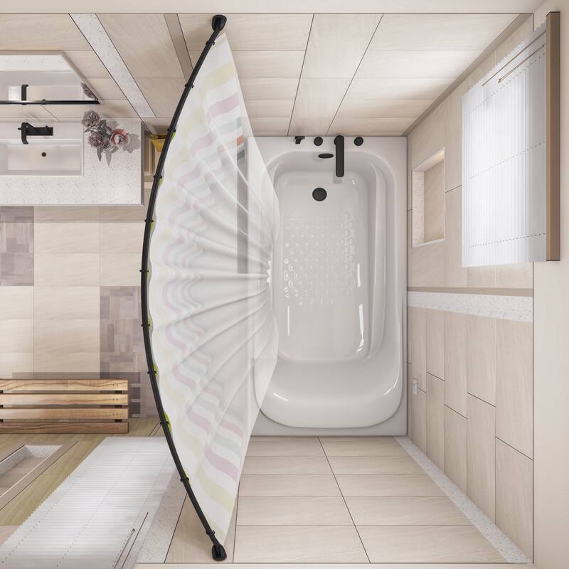 Design House Adjustable Curved Shower Rod Matte Black Shower Curtain Rod - 44-Inch to 66-Inch