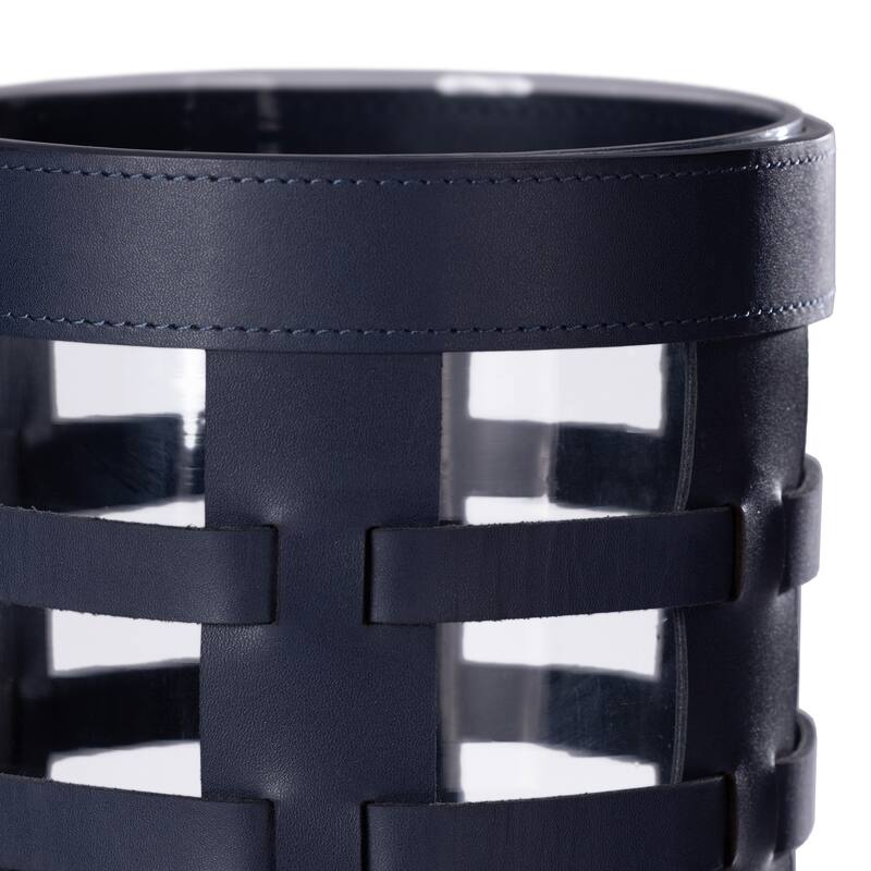 Nappa Woven Leather Glass Hurricane/ Vase