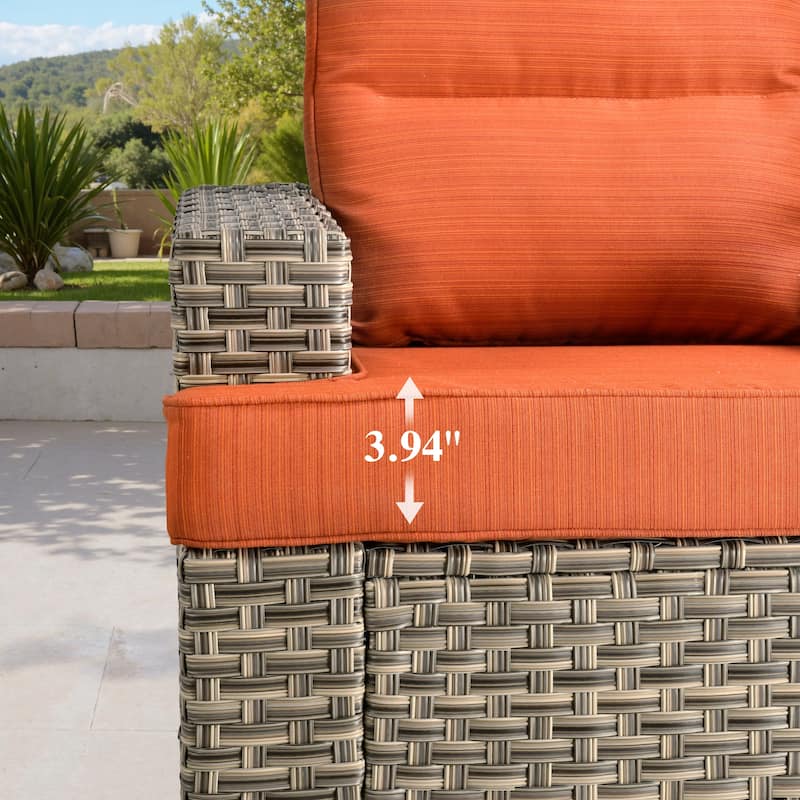OVIOS 6 Pieces T shaped Seat Wide Armrest Set With Solar-Powered Coffee Table