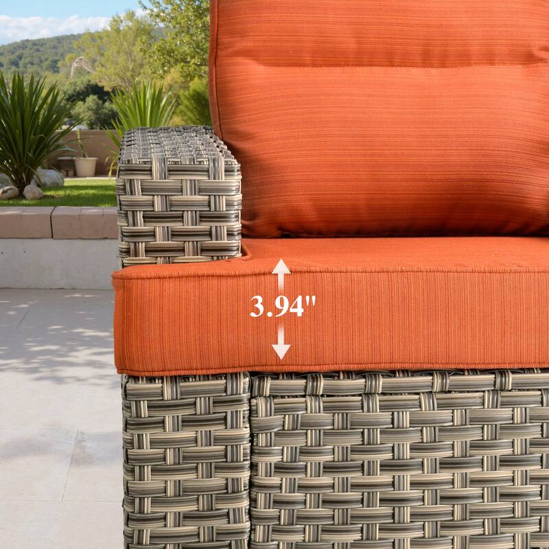 OVIOS 9 Pieces T shaped Seat Wide Armrest Swivel Chair Set With Solar-Powered Coffee Table