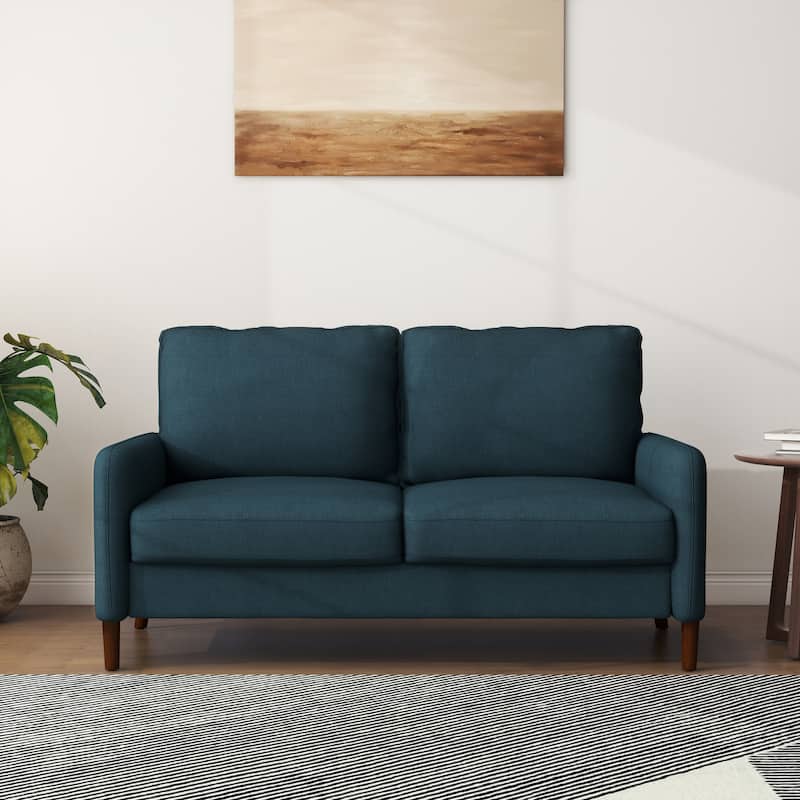 Living Room Loveseat Linen Sofa - Dark Blue