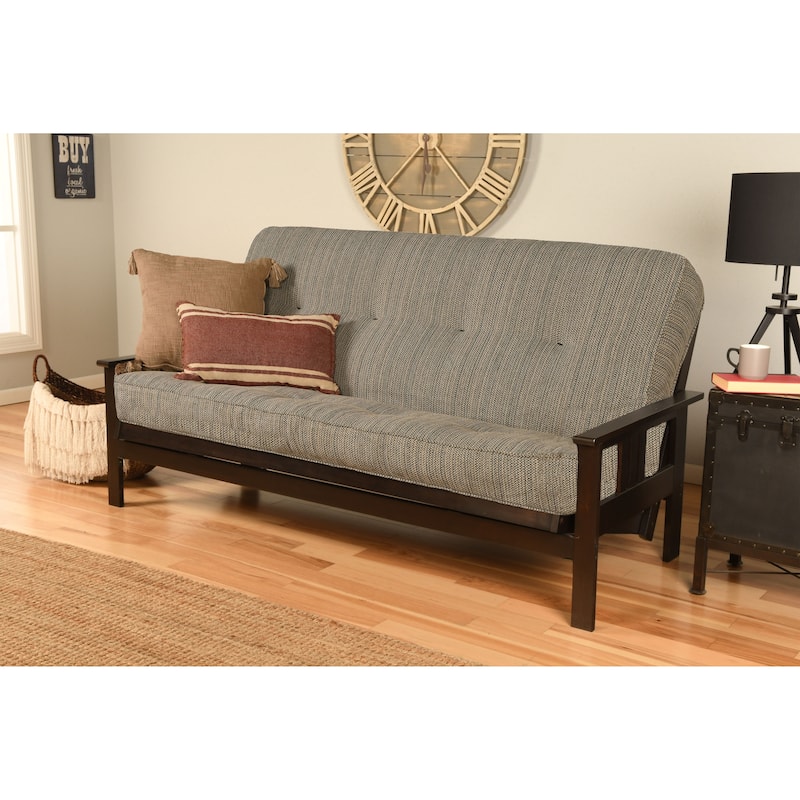 Porch & Den Zumbro Bonded Leather Espresso Futon Set with Mattress - Taxi Seaport
