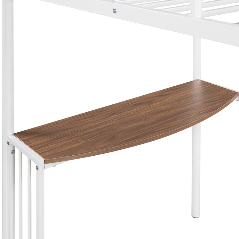 Twin over Full Metal Bunk Bed with Desk, Ladder, and Quality Slats