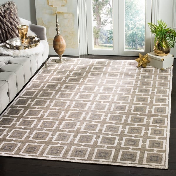 slide 2 of 4, SAFAVIEH Couture Hand-knotted Tibetan Fraga Modern Wool Rug 9' x 12' - Buckwheat/Antique White - Rectangle