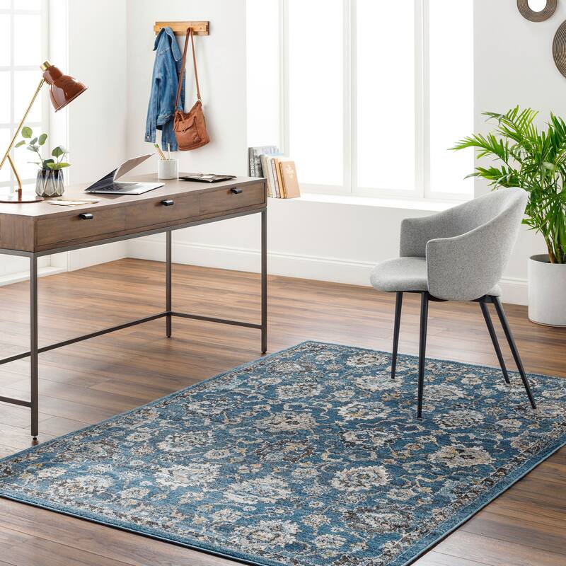 Livabliss Pertek Transitional Floral Area Rug - Blue - 2' 7" x 7' 3"