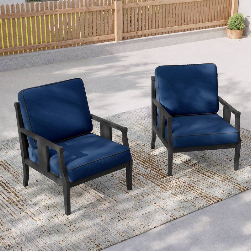 2 Set Outdoor Patio Club Chair with Cushion Patio Arm Lounge Chair