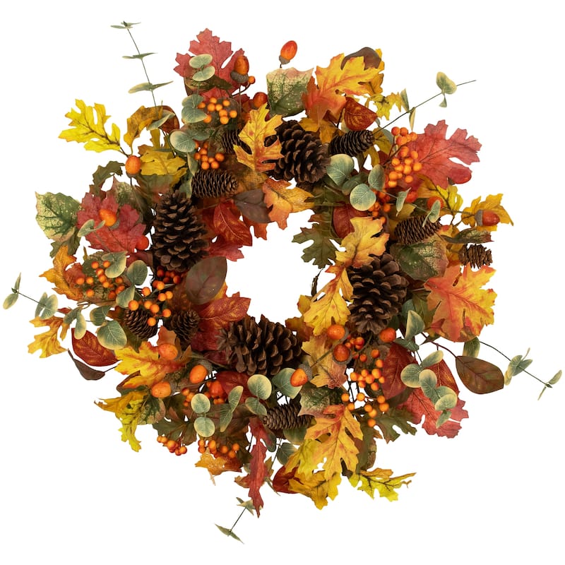 Berries and Pinecones Artificial Fall Harvest Wreath - 26" - Unlit