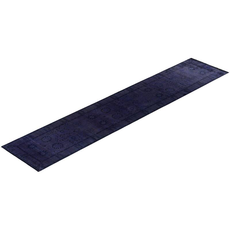 Fine Vibrance, One-of-a-Kind Hand-Knotted Runner Rug - Purple, 3' 0" x 14' 9" - 3' 0" x 14' 9"