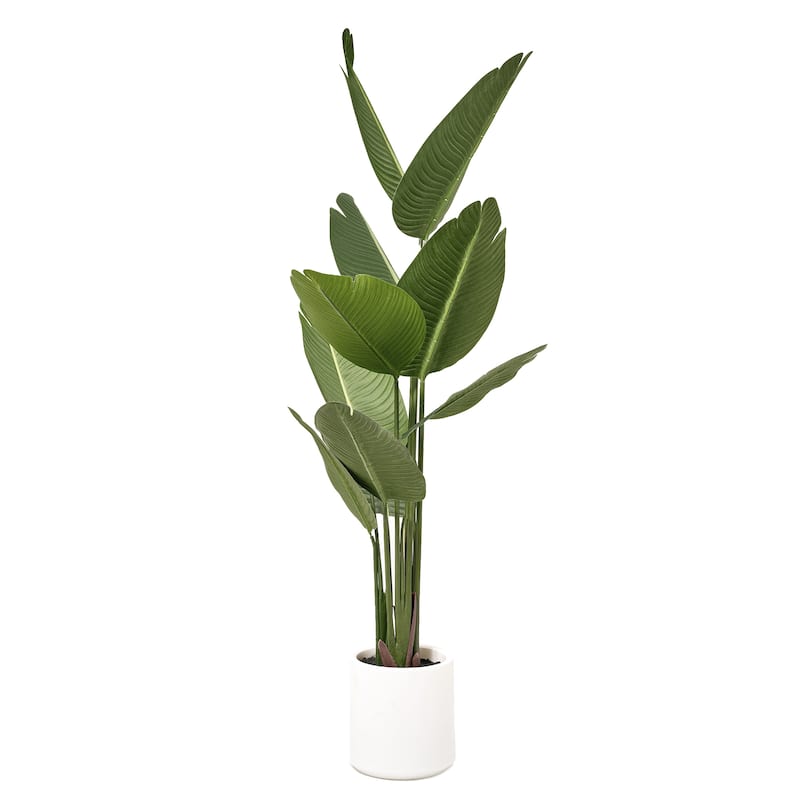 American Art Decor Artificial Faux Tree in White Tapered Ceramic Pot