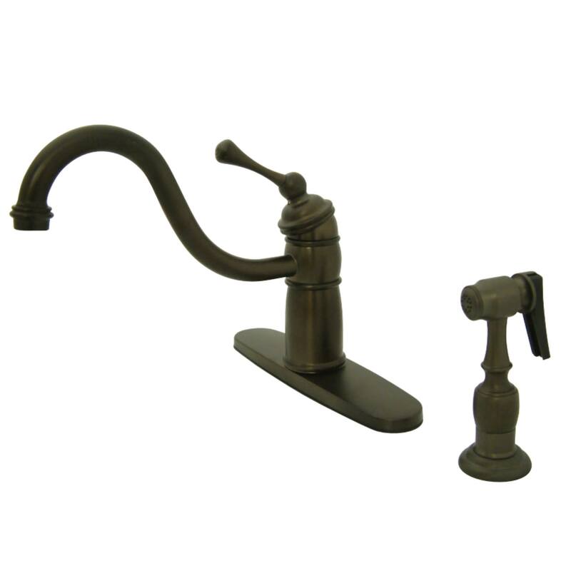 Kingston Brass Victorian Kitchen Faucet with Deck Plate, Metal Lever - Oil Rubbed Bronze