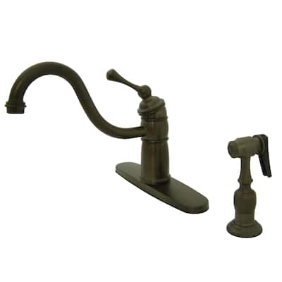 Kingston Brass Victorian Kitchen Faucet with Deck Plate, Metal Lever