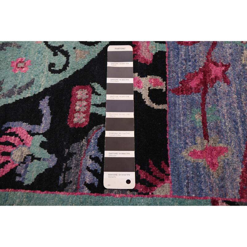 ECARPETGALLERY Hand-knotted Signature Collection Black, Burgundy Wool Rug - 7'10 x 9'11