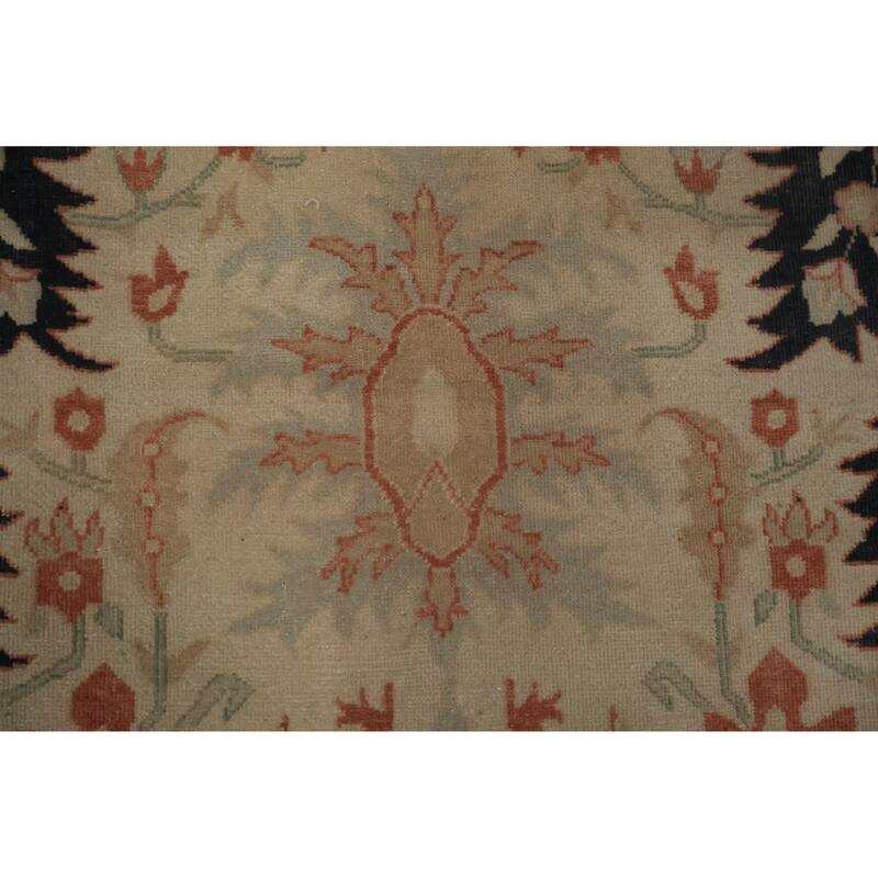 Hand Knotted Oriental 100% Wool Carpet Traditional Floral Beige & Ivories Ziegler Area Rug - 19' 2'' X 9' 7''