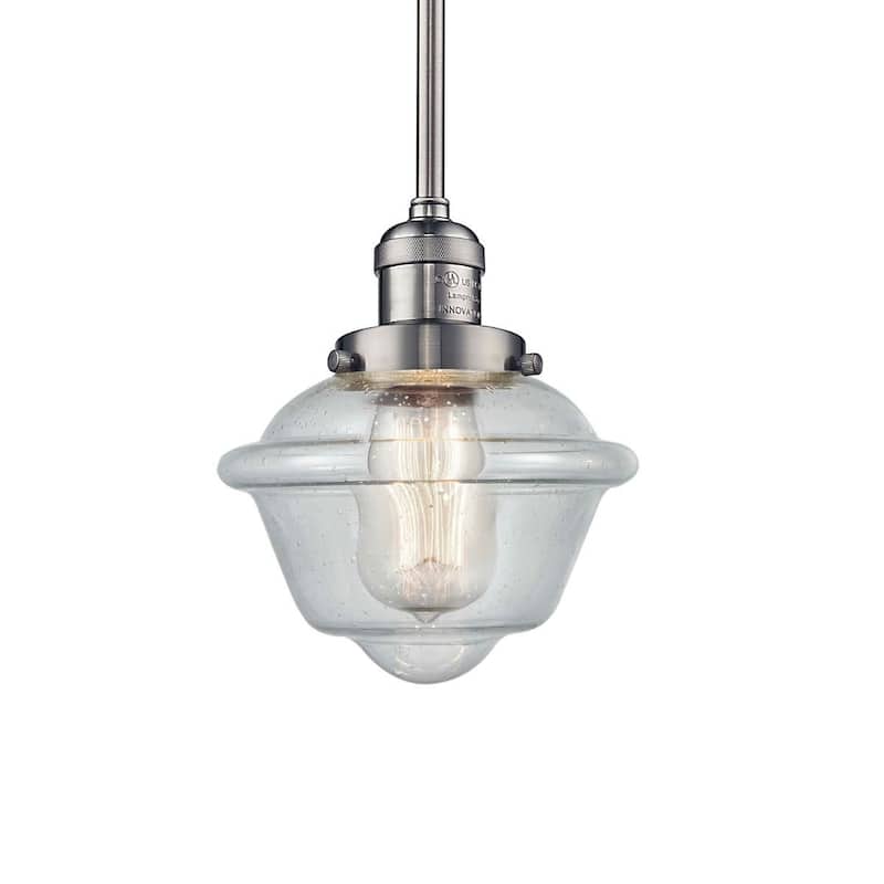 Innovations Lighting Small Oxford Single Light 8" Wide Mini Pendant - Brushed Satin Nickel / Seedy