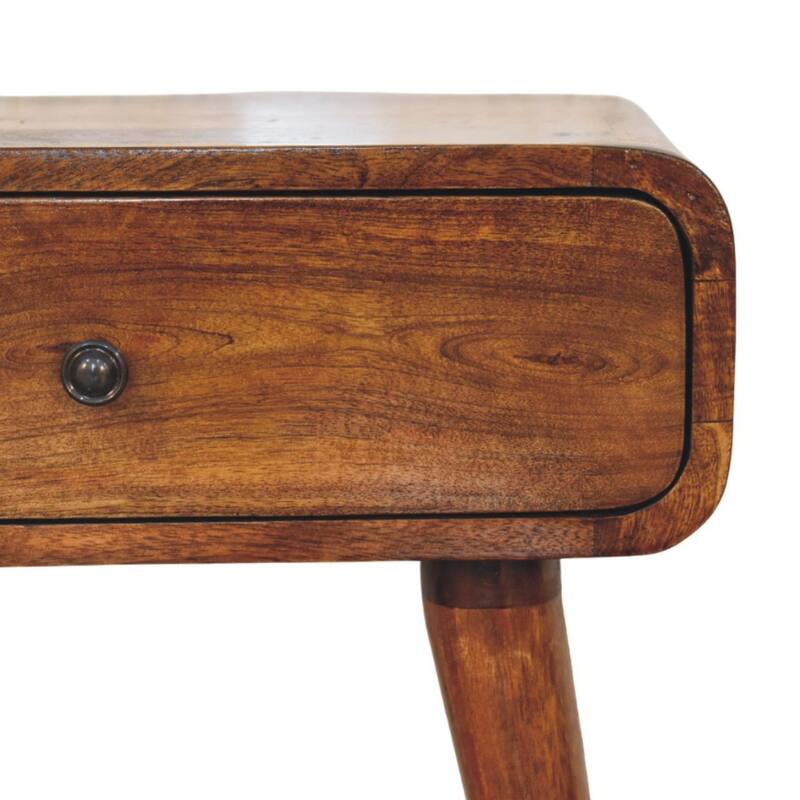 Chestnut Nightstand with Drawer, Nordic Legs, Solid Mango Wood