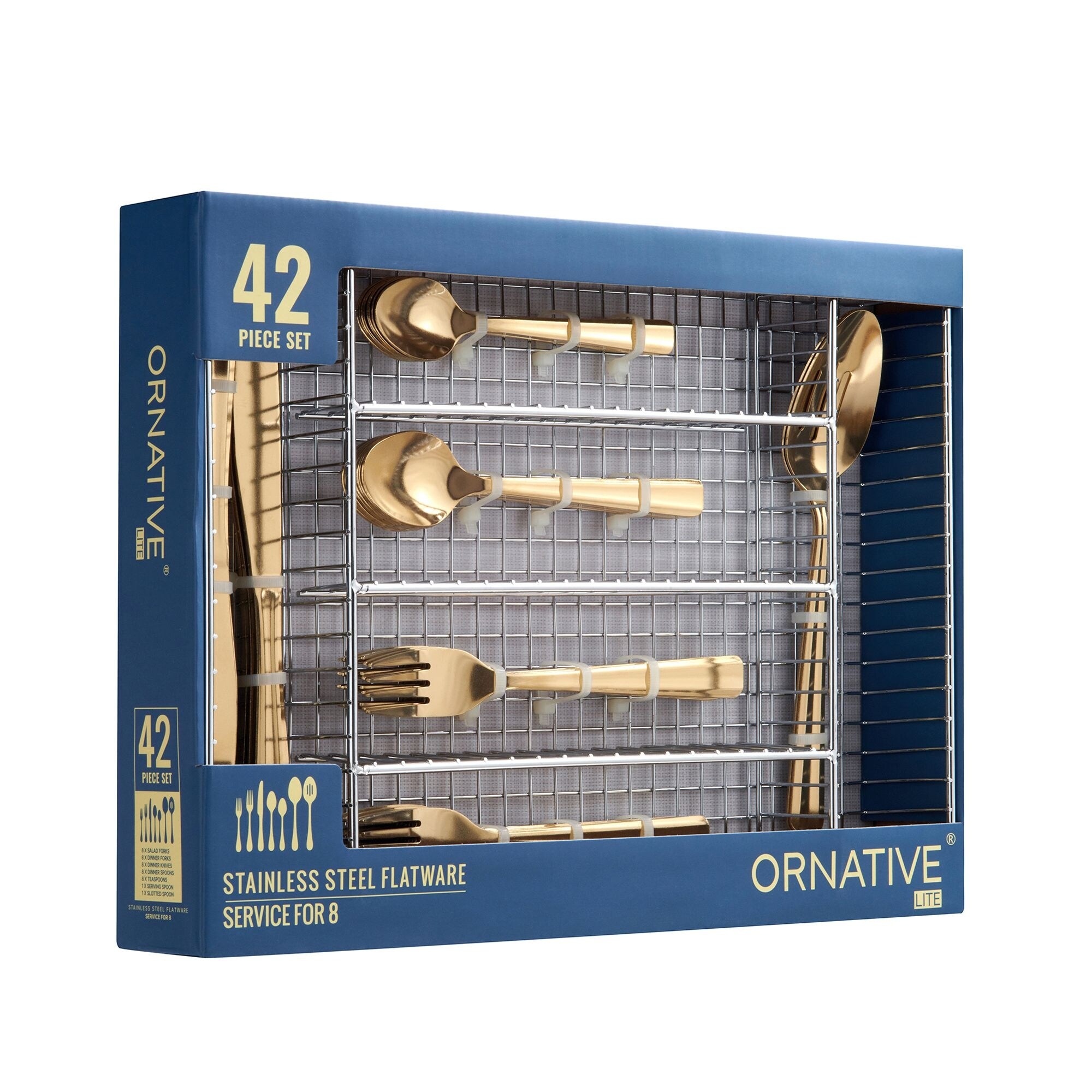 Ornative ALICJA Stainless Steel 42 Pieces Flatware Set with Buffet 10.71 H x 14.37 W x 1.77 D On Sale Bed Bath Beyond 39406007
