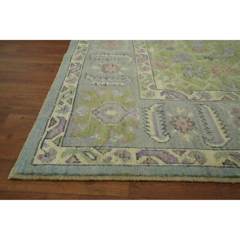 Vegetable Dye Oushak Turkish Area Rug, Medallion Geometric Carpet - 9' 10'' X 8' 2''