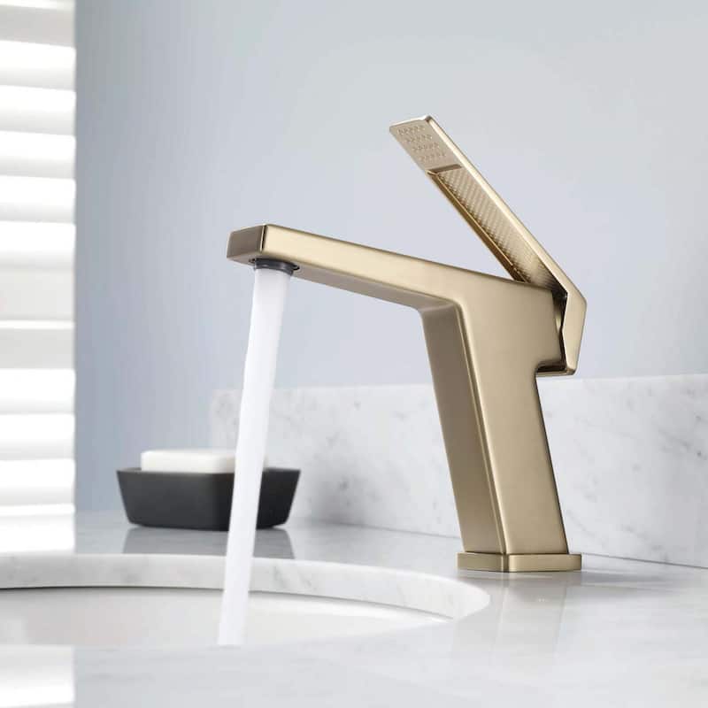 Single Handle Bathroom Sink Faucet 1-Hole Solid Brass in Black/Gold
