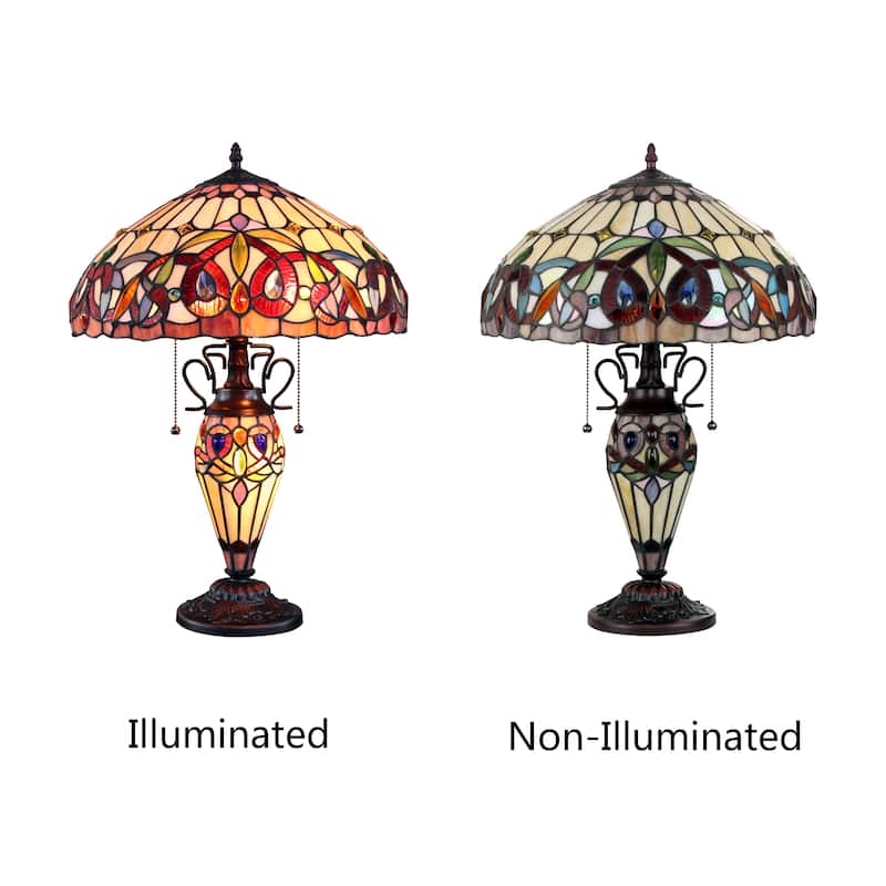 Tiffany-Style Victorian Design 3-light Dark Bronze Table Lamp