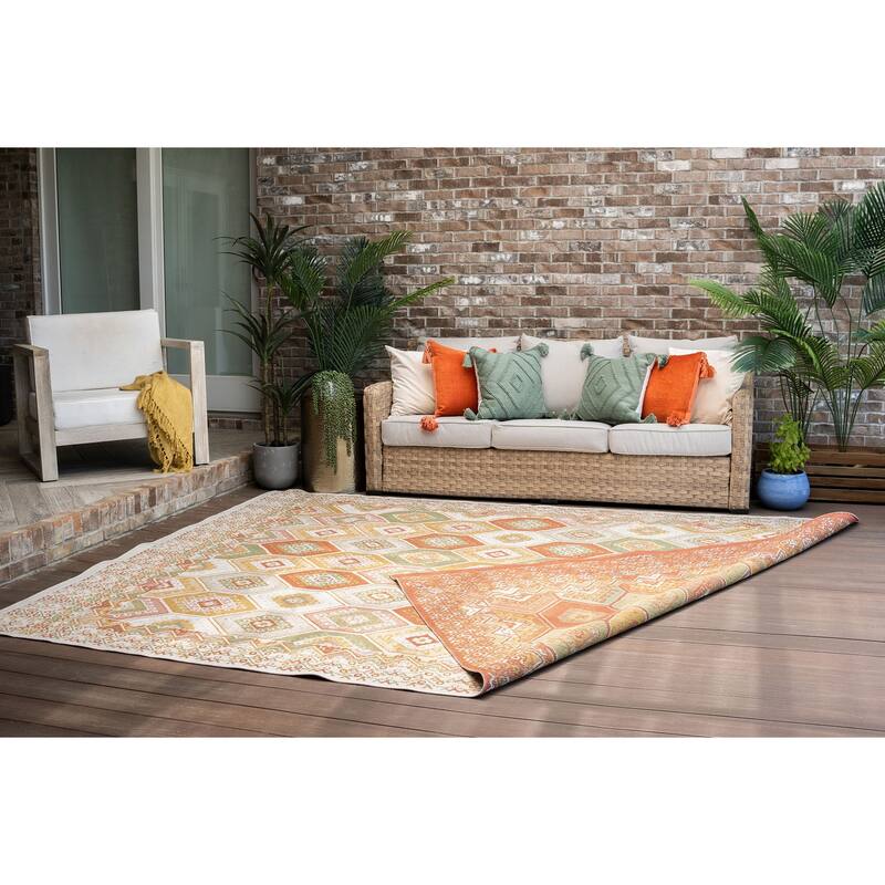 Alfresco Nautical & Coastal Geometric Reversible Indoor/Outdoor Area Rug