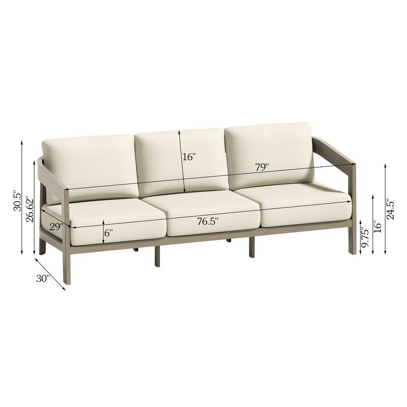 Patio Aluminum Sofa Set With Olefin Cushions