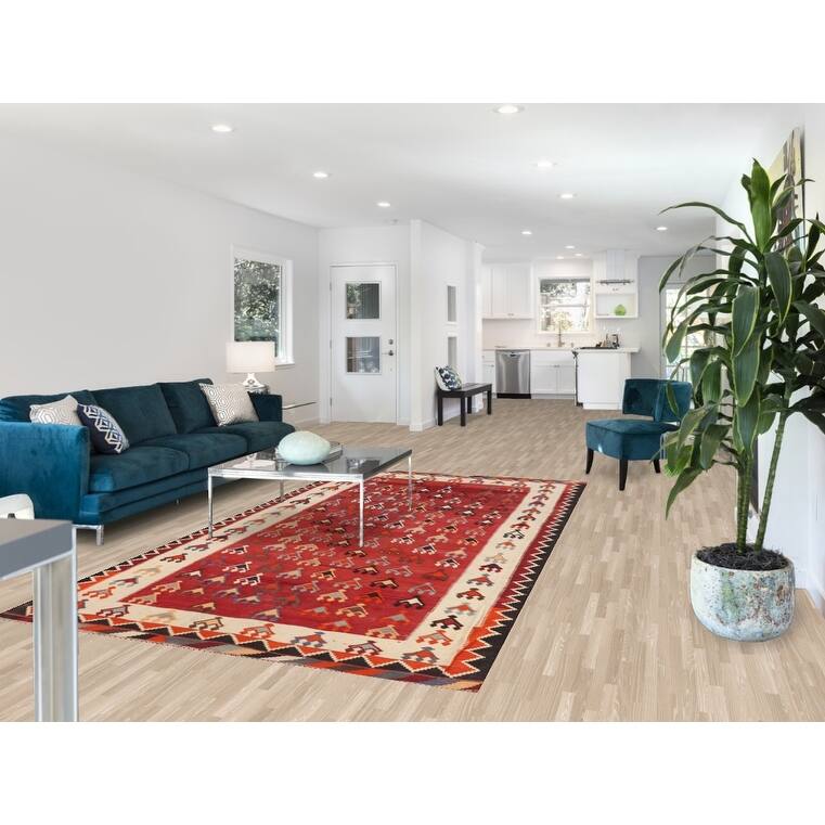 Kilim Qashqai Persian Vintage Rug Reversible Flatweave Wool Carpet - 5'6"x 10'0"