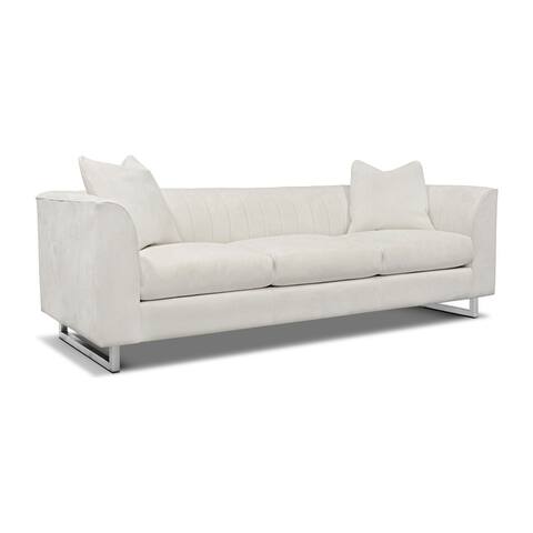 Remy Modern Leather Couch with Channel Tufted Back