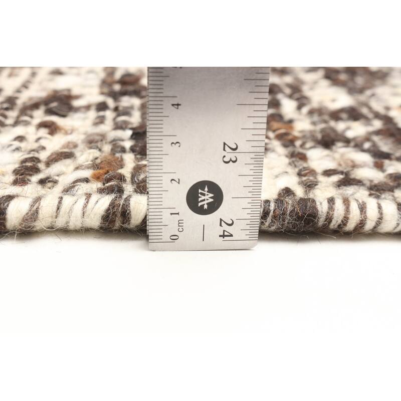 ECARPETGALLERY Braid weave Sienna Dark Brown Wool Rug - 5'1 x 7'4