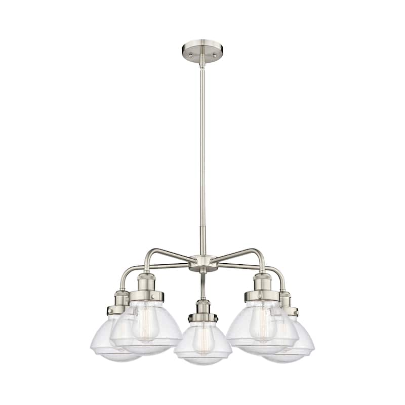 Innovations Lighting Olean - 5 Light 25" Stem Hung Chandelier - Satin Nickel/Seedy