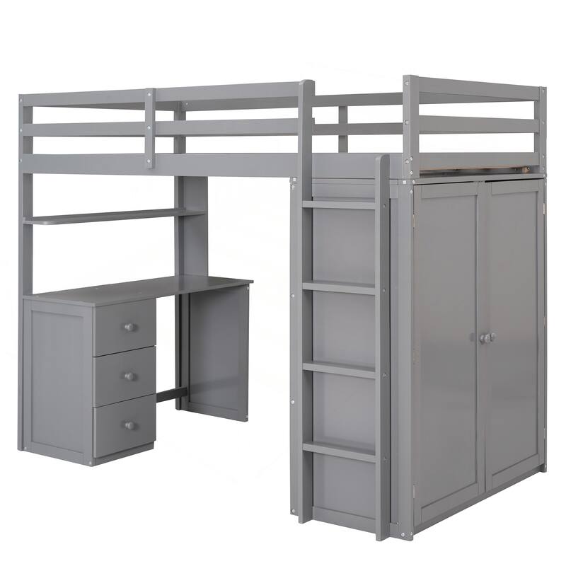 Versatile Twin Loft Bed with Multiple Functions for Space Optimization