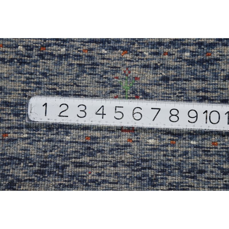 Hand Knotted Oriental 100% Wool Carpet Tribal Stripe Navy Blue & Blues Gabbeh Area Rug - 5' 10'' X 4' 0''