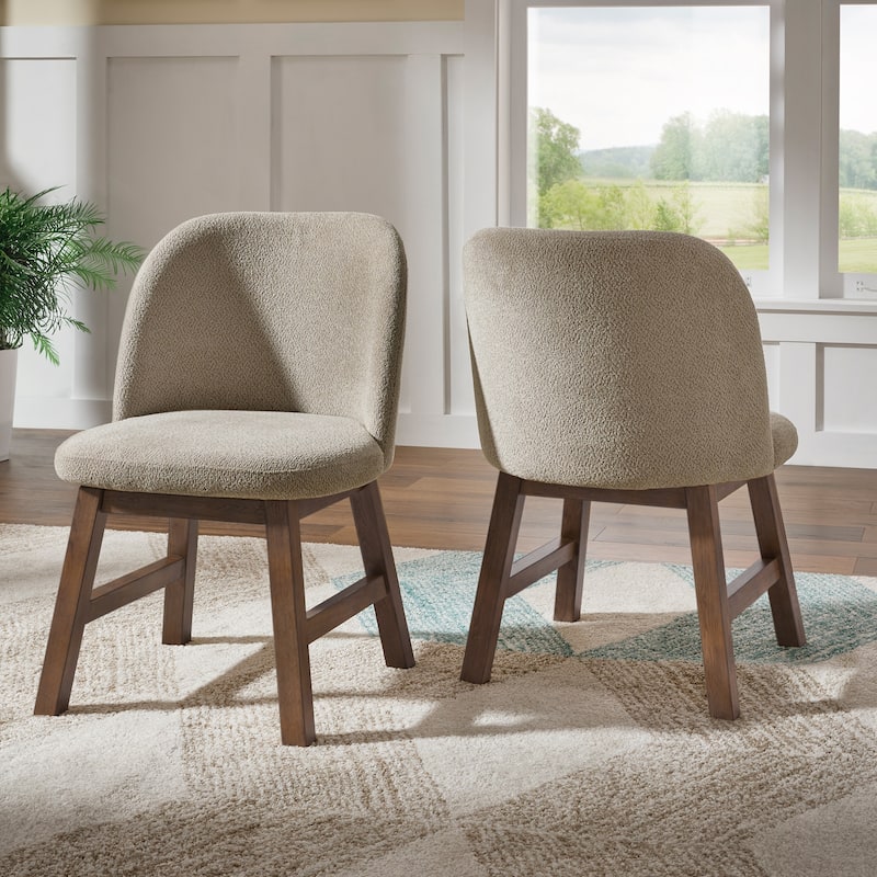 Harstad Wood Finish Taupe Fabric Curved Low Back Dining Chair (Set of 2) by iNSPIRE Q Modern