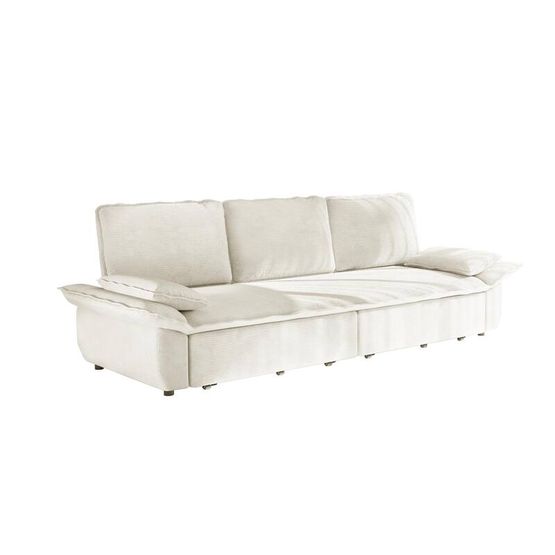 94.5" Corduroy Sofa Bed, 3-in-1 Convertible Sleeper Sofa Couch, Pull Out Sofa Bed, Space-Saving Upholstered Sofa