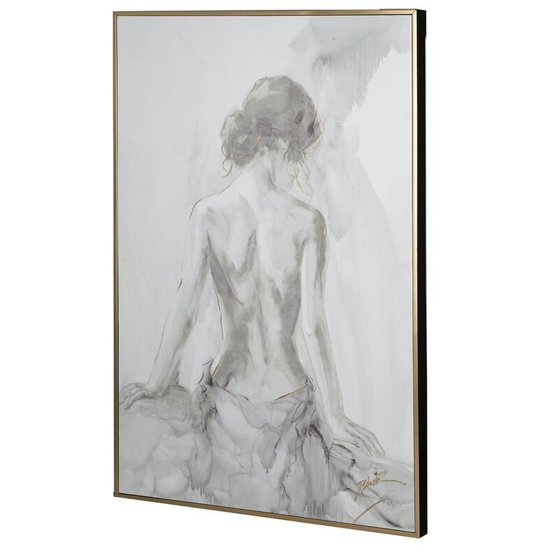 Tia 33 x 49 Hanging Wall Art Portrait Set of 2, Gray Feminine Figure Sketch