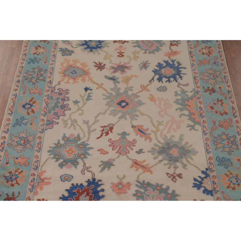 All-Over Oushak Area Rug Hand-Knotted Wool Carpet - 7'11"x 9'10"