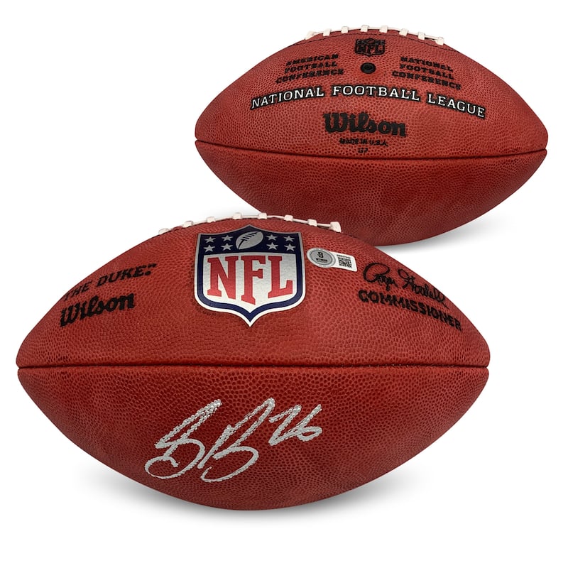 Saquon Barkley Autographed NFL Authentic Duke Signed Game Football Beckett COA - 8' x 11'