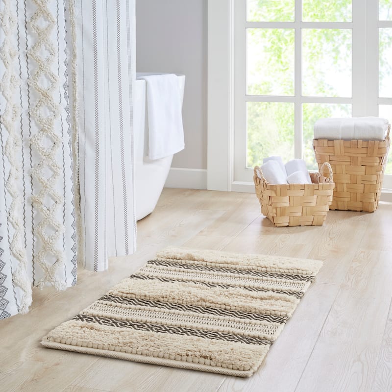 INK+IVY Asher Woven Texture Stripe Bath Rug