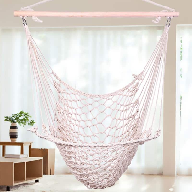 Beige Cotton Rope Hanging Air/ Sky Chair Swing - Beige