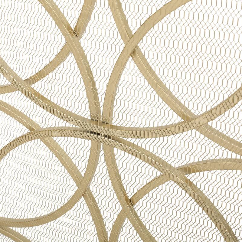 Roomfitters Modern Geometric Fireplace Screen, Single-Panel Design with Stylish Circle Patterns and Durable Mesh