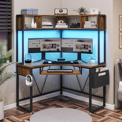 Triangle Corner Desk Small Computer Desk Storage Shelves