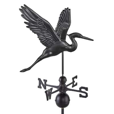Modern Farmhouse-Inspired Graceful Heron Standard / Full Size Weathervane - Black Finish by Good Directions