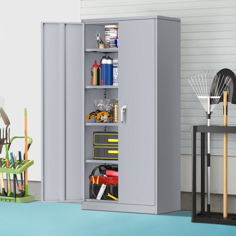 Large metal outlet storage shelves